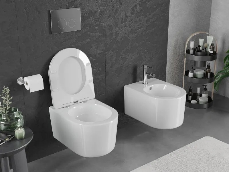 Mexen Sofia, závesná WC misa 490x360x355 mm, Rimless Tornádo, biela lesklá, 3354XX00T