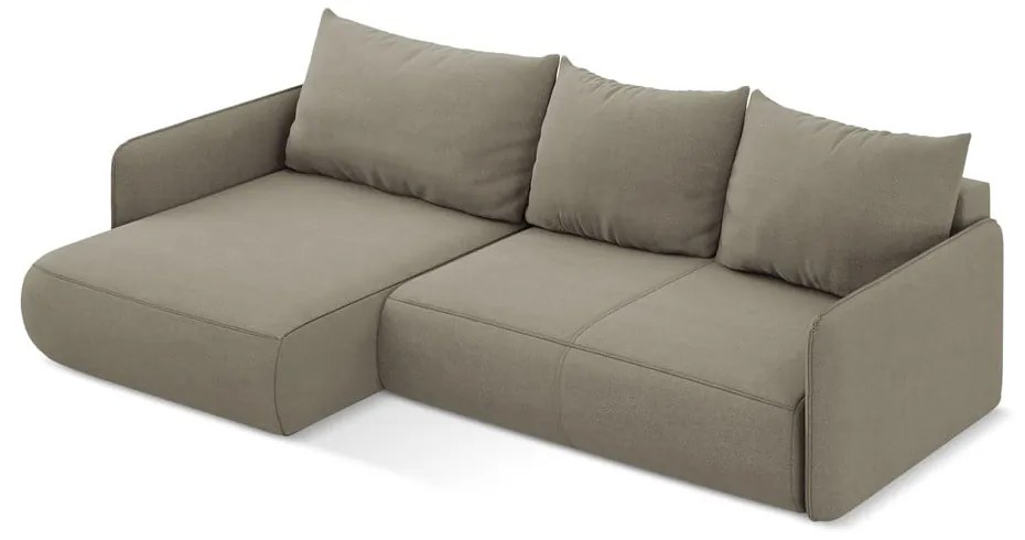 Béžová rozkladacia/s úložným priestorom rohová pohovka (ľavý roh) Nanea – Makamii