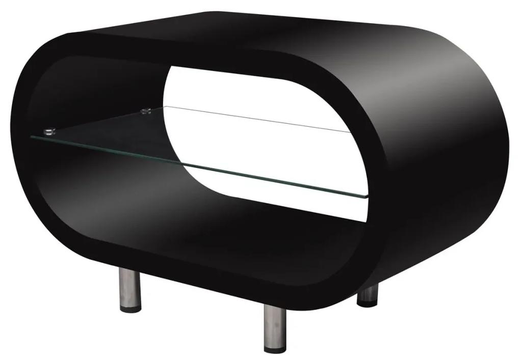vidaXL Konferenčný stolík so sklenenou policou, vysoký lesk, čierny