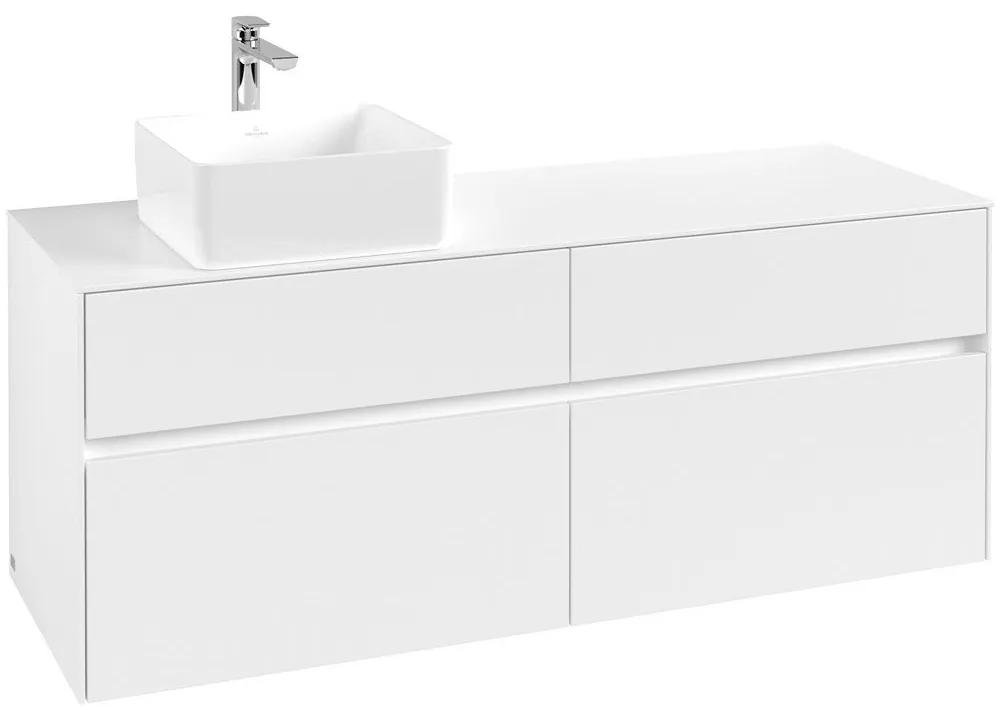 VILLEROY &amp; BOCH Collaro závesná skrinka pod umývadlo na dosku (umývadlo vľavo), 4 zásuvky, 1400 x 500 x 548 mm, White Matt, C04600MS