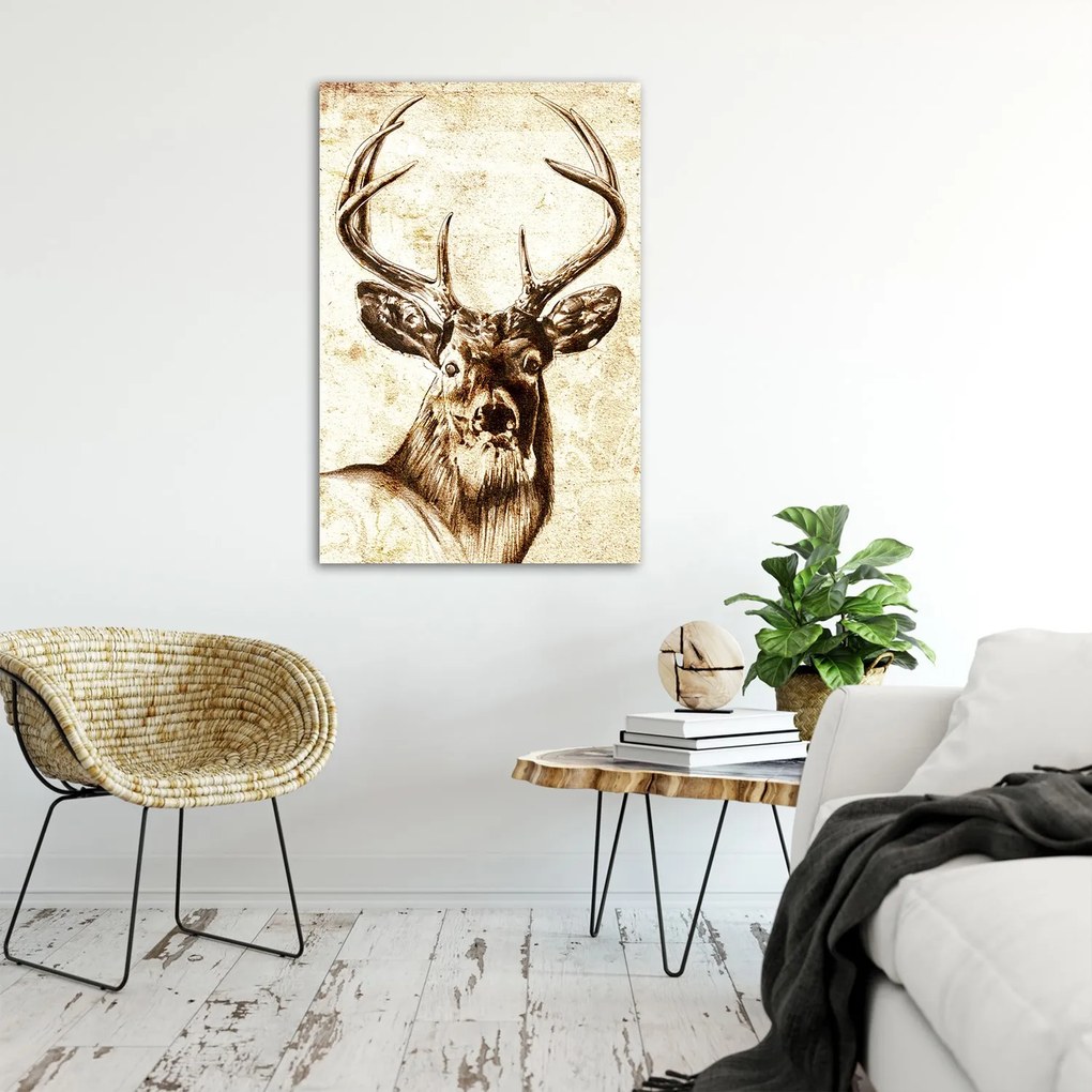 Gario Plagát Jeleň s veľkými parohmi ako ručne maľovaný Farba rámu: Bez rámu, Rozmery: 40 x 60 cm
