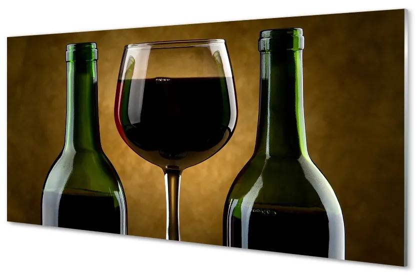 Obraz plexi 2 fľaše poháre na víno 125x50 cm