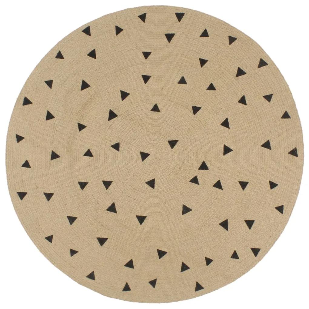 vidaXL Ručne vyrobený jutový koberec s potlačou trojuholníkov 90 cm