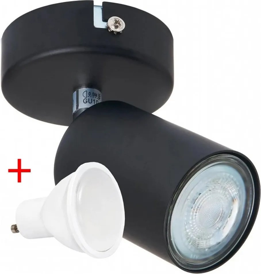 Stropné LED svietidlo VIKI 1x GU10 čierne + 1x LED žiarovka