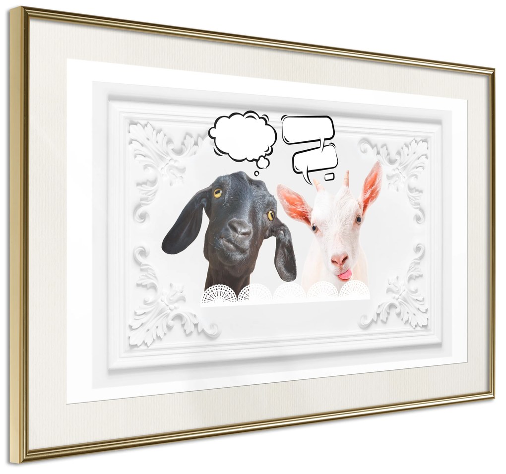 Artgeist Plagát - Funny Goats [Poster] Veľkosť: 30x20, Verzia: Zlatý rám