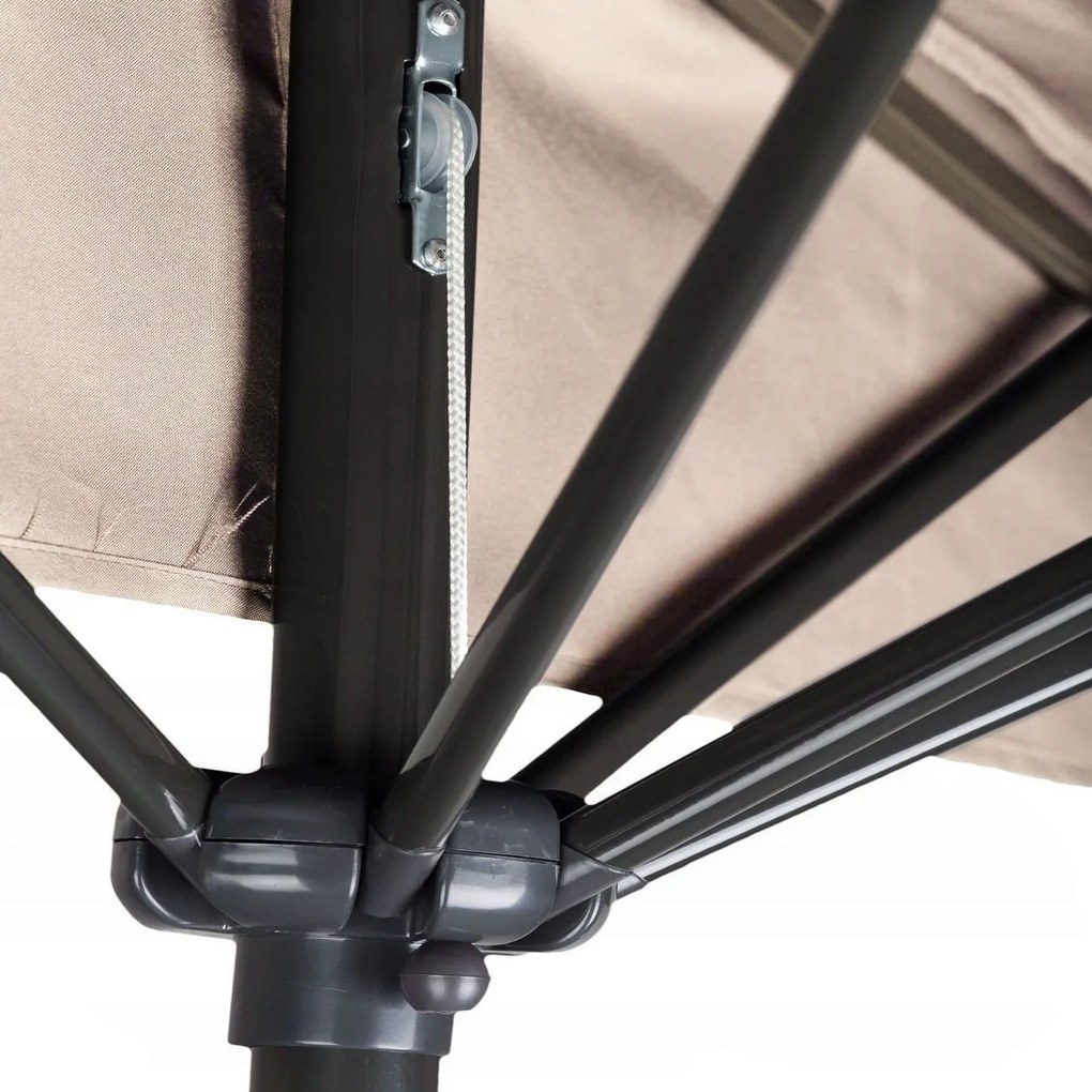 Polkruhový záhradný slnečník Liver 270 cm béžový