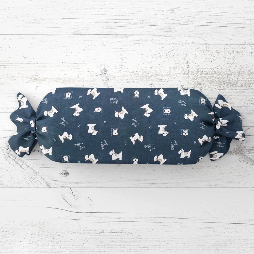Biante Vankúš valec bonbon Sandra SA-103 Teriéri na tmavo modrom 15x40 cm