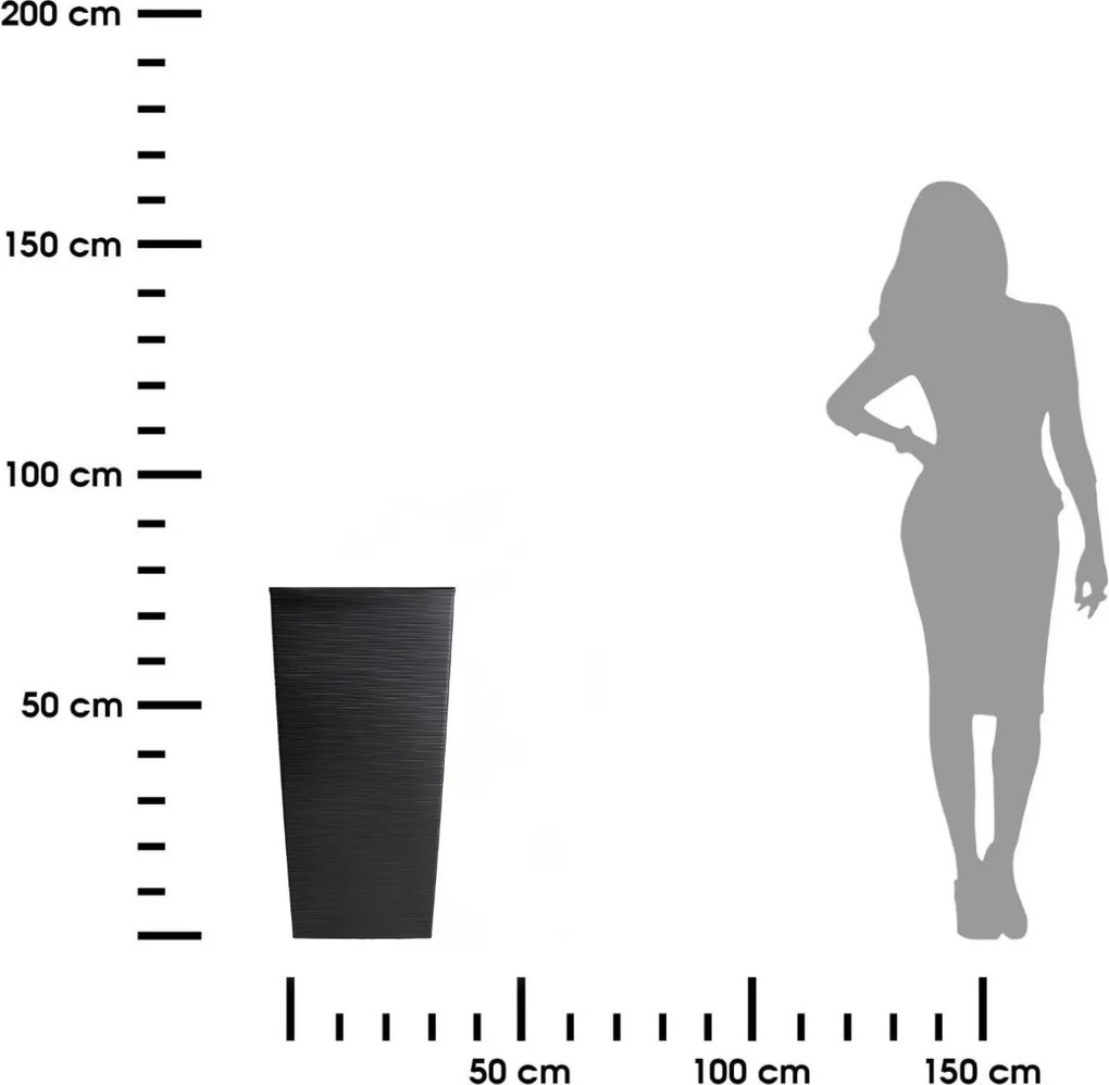 PLASTOVÝ KVETINÁČ PORTO RIFLO 75X39,5X39,5 CM ČIERNA