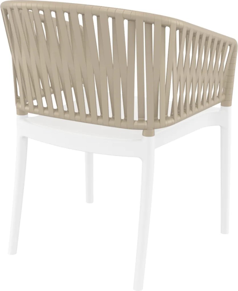 PORTOFINO záhradná stolička s podrúčkami white/taupe