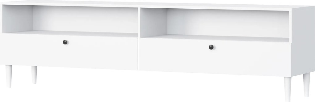 TV stolík s policou a skrinkami DULLUM 200x58cm, biely