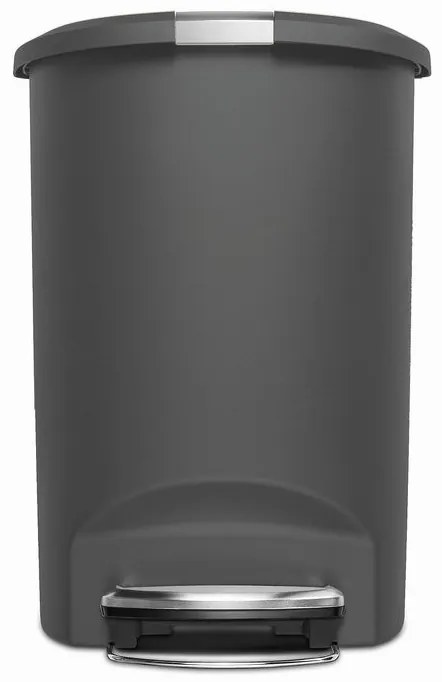 Pologuľatý pedálový kôš 50 l, šedý plast, sivá