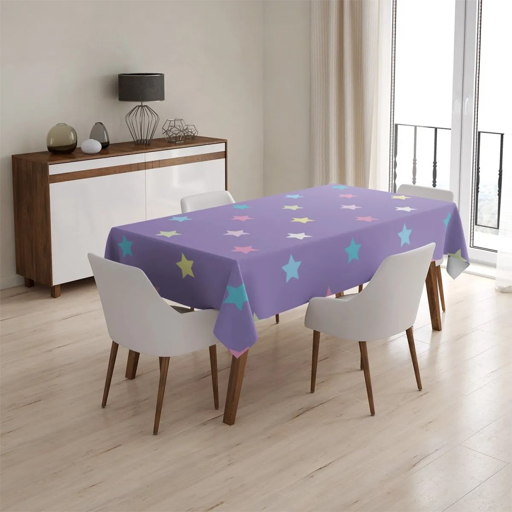 Sablio Obrus Hviezdy na fialovej - 130x130 cm