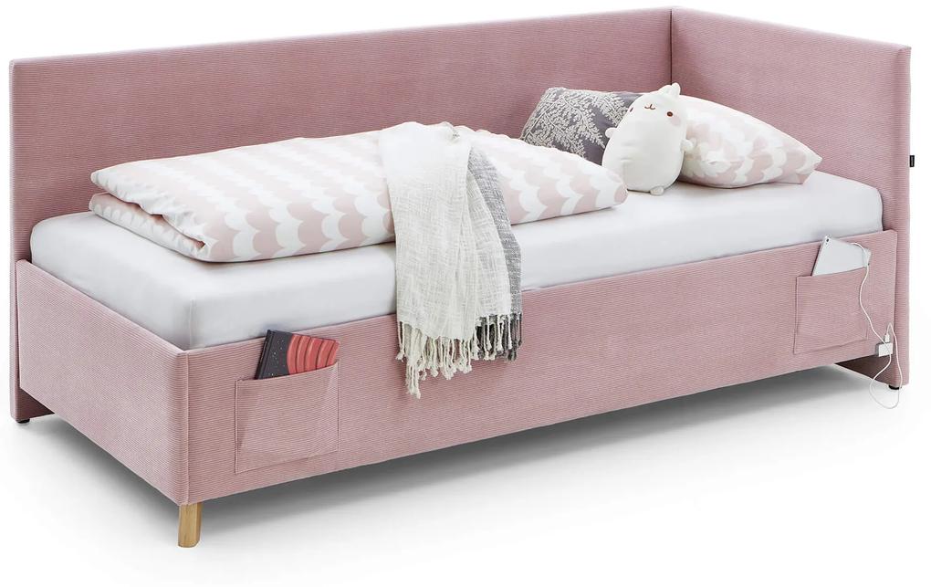 Detská posteľ loop 90 x 200 cm s úložným priestorom ružová MUZZA