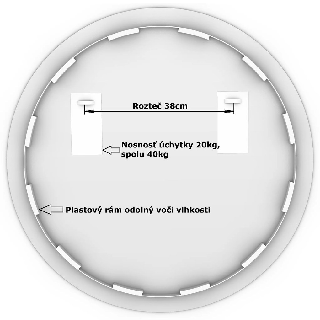 LED zrkadlo okrúhle Romantico ⌀80cm studená biela - diaľkový ovládač Farba diaľkového ovládača: Čierna