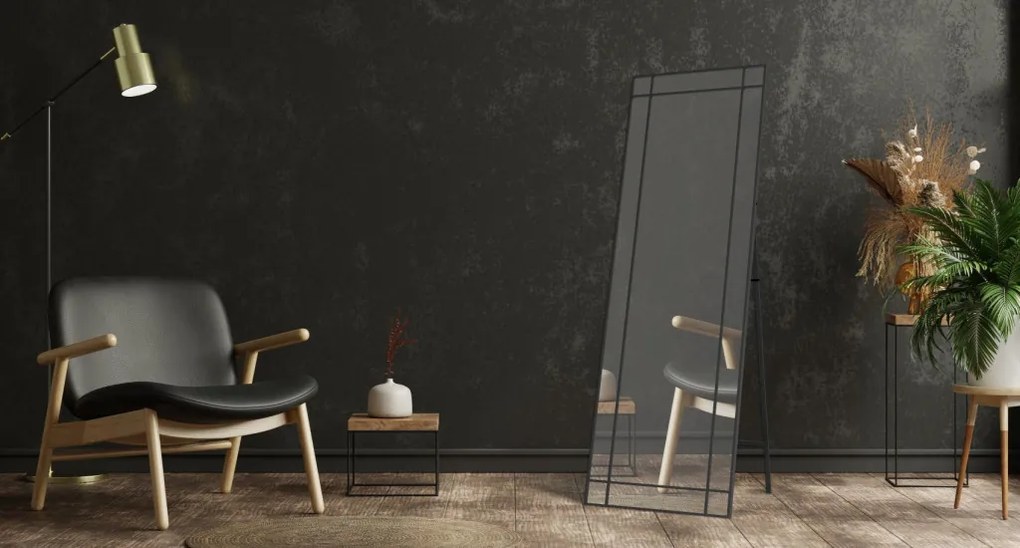 Zrkadlo v čiernom ráme Malaga, univerzálne na zavesenie/stojacie