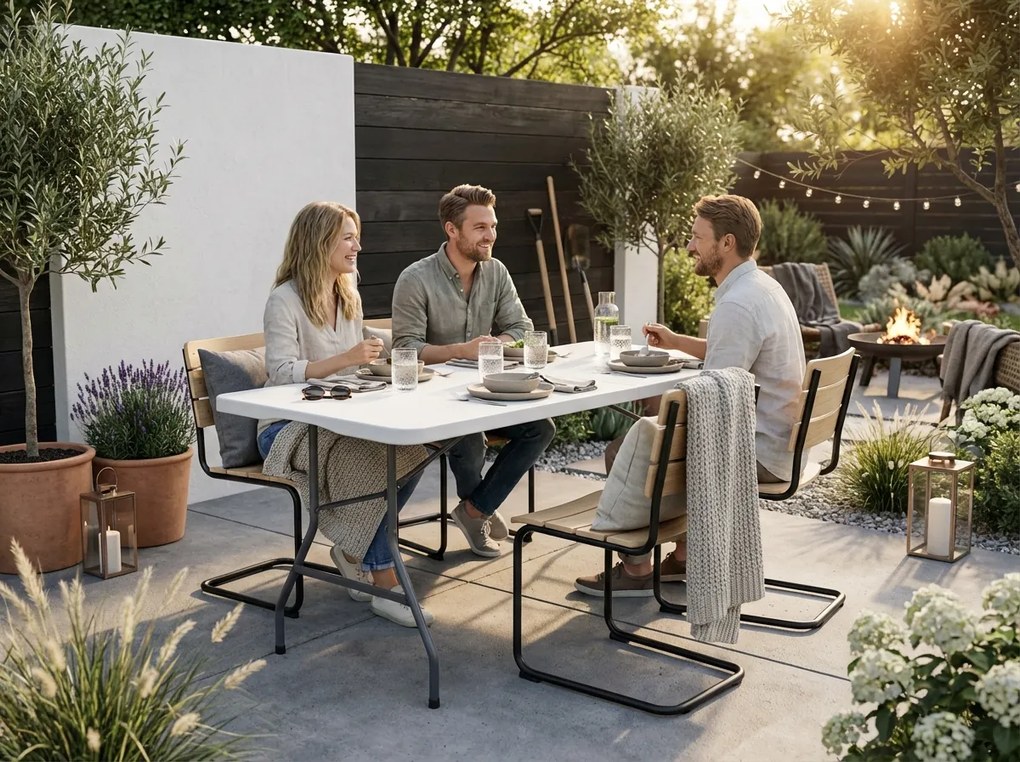 Cateringový stôl CATERON 70x180 cm, biely