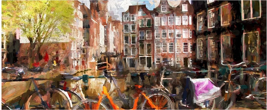 Obraz - Amsterdam, maľba (120x50 cm)