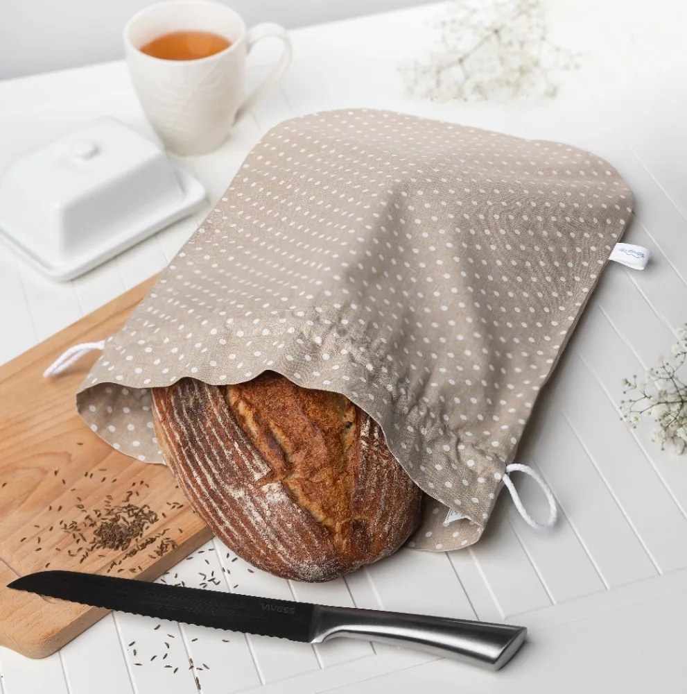 Wrap - up Funkčné vrecko Wrapáček, obal vel. XL na chlieb aj pečivo, režný s bodkou