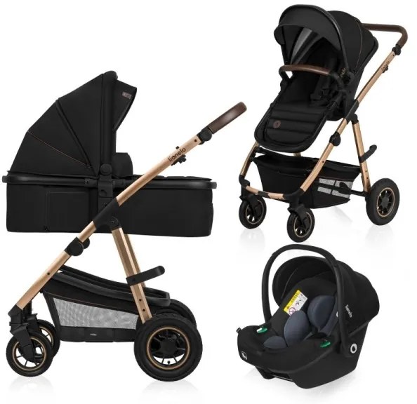 Lionelo - Kombinovaný kočík 3v1 AMBER Čierny Onyx