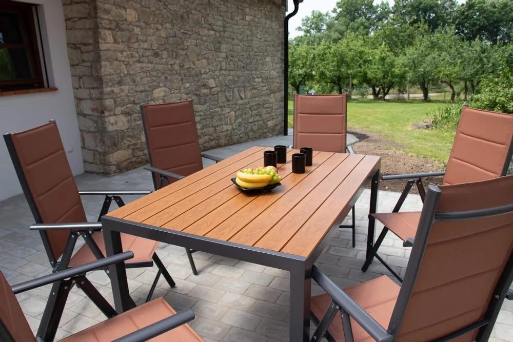 Home Garden Záhradný set Ibiza so 6 stoličkami a stolom 150 cm, antracit/hnedý