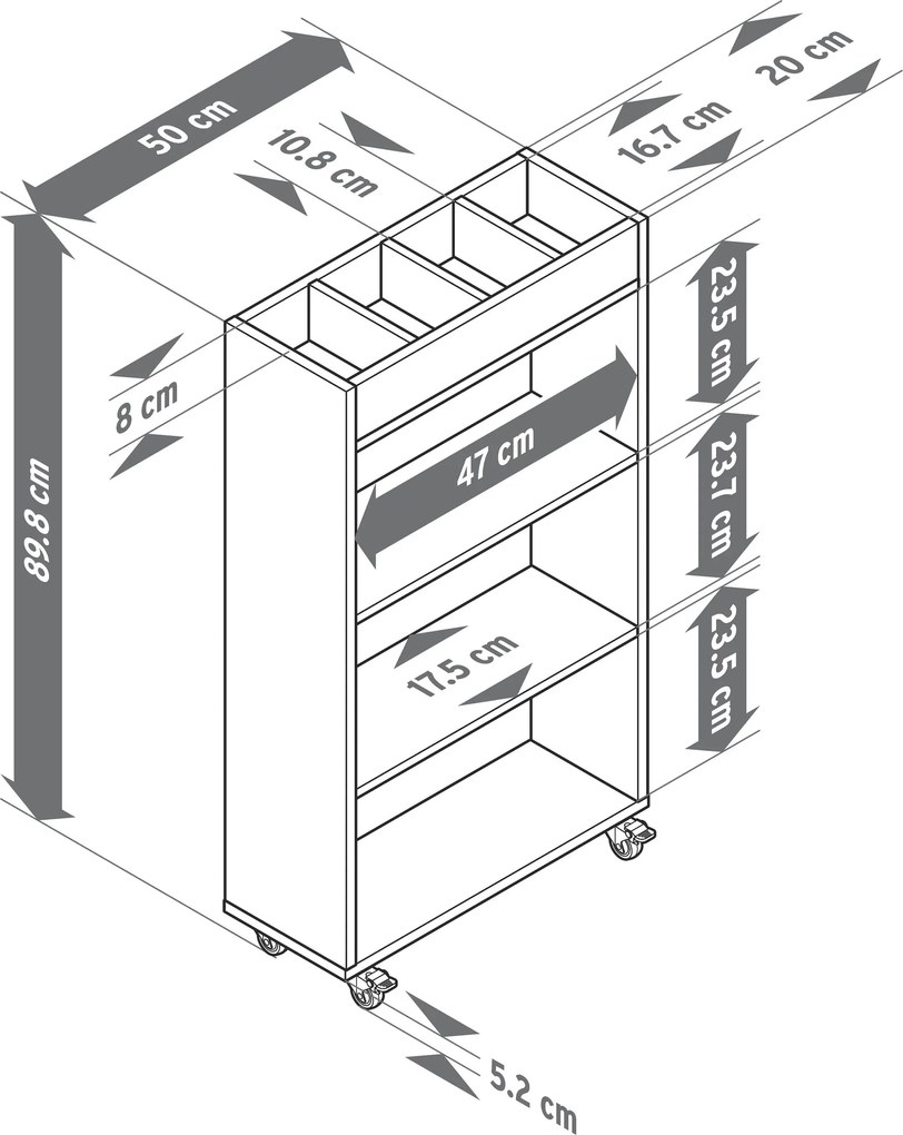 Úzky príručný vozík
