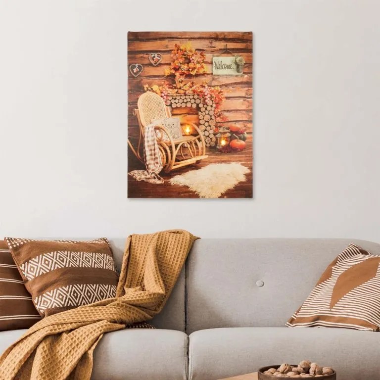 Nexos 86702 Nástenná maľba hojdacie kreslo, 2 LED, 30 x 40 cm