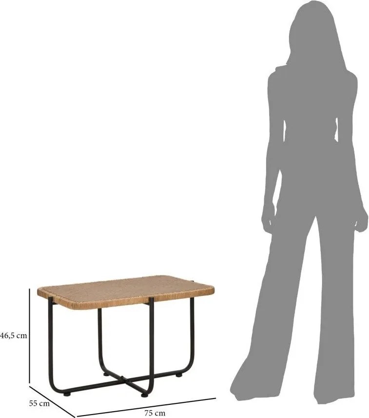 Čierny/v prírodnej farbe ratanový konferenčný stolík 55x75 cm Cebu – Mauro Ferretti