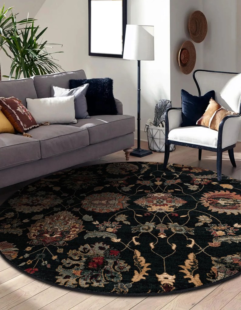 Vlnený kruhový koberec SUPERIOR LATICA Navy