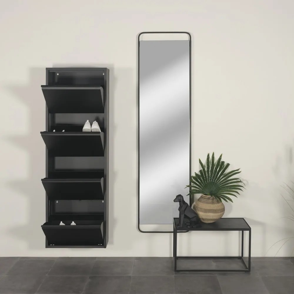 Čierna kovová výklopná skrinka na topánky 50x150x22 cm Billy – Spinder Design