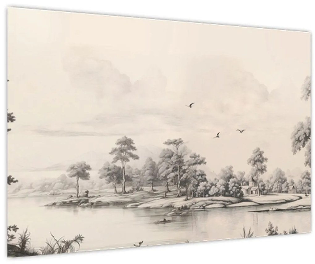 Obraz - Vintage kresba krajiny (90x60 cm)