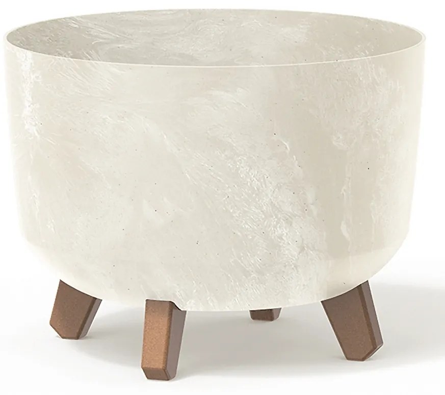 Plastový kvetináč na nožičkách DGRL350E 33,9 cm - krémová
