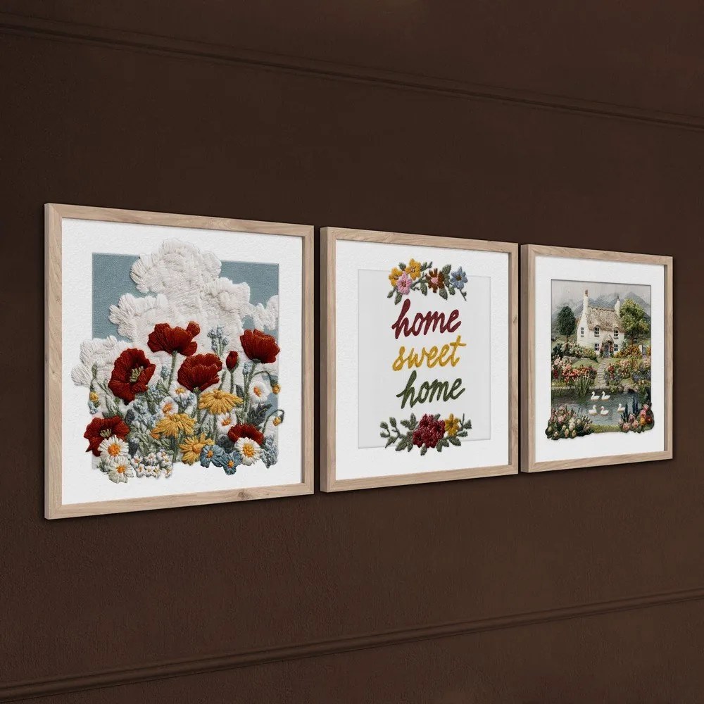 Obrazy v súprave 3 ks 30x30 cm Sweet Home – Styler