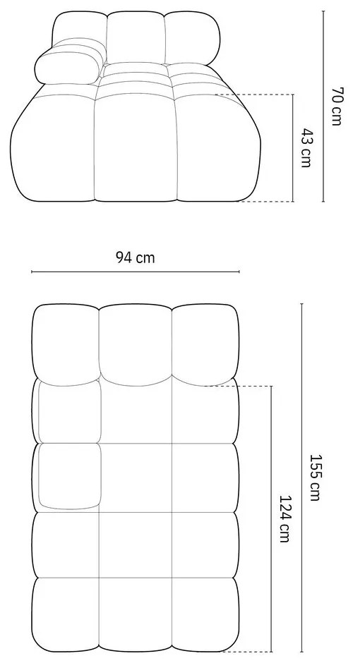 Svetlosivý modul pohovky z textílie bouclé (ľavý roh) Bellis – Micadoni Home