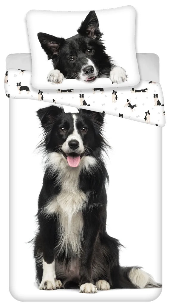 3D Bavlnené obliečky BORDER COLLIE biele, 100% bavlna Rozmer obliečky: 70 x 90 cm | 140 x 200 cm