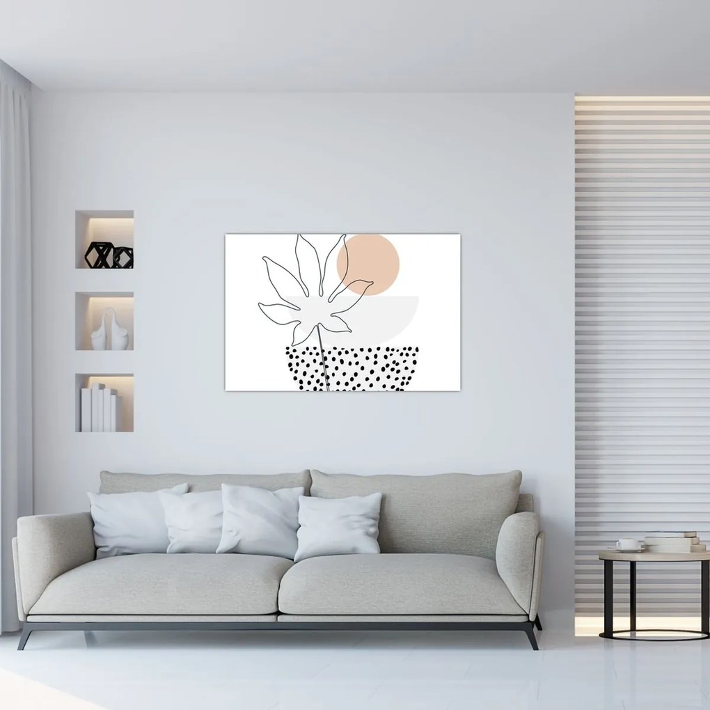 Obraz - Line art kvety N⁰3 (90x60 cm)
