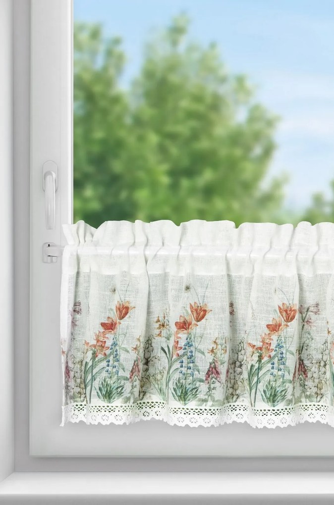 KRÁTKA ZÁCLONA NA PÁSKE NEMEZJA 150X30 CM KVETY