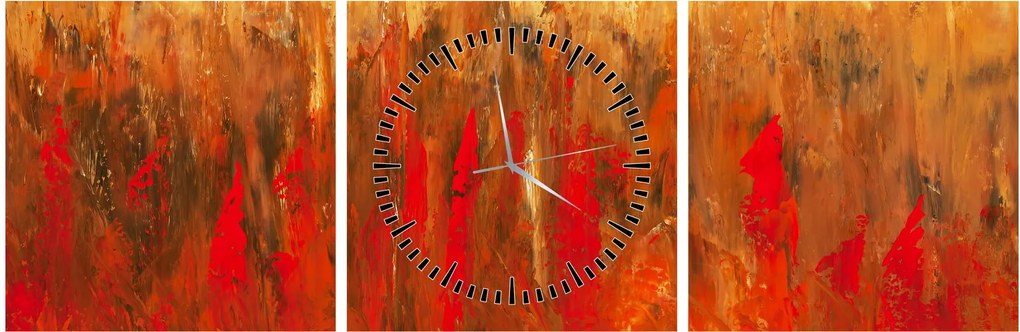 Obraz maľované abstrakcie (s hodinami) (90x30 cm)