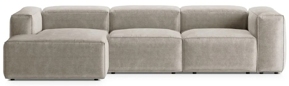 Béžová menčestrová rohová pohovka (ľavý roh/s leňoškou) Bergamo – Cosmopolitan Design