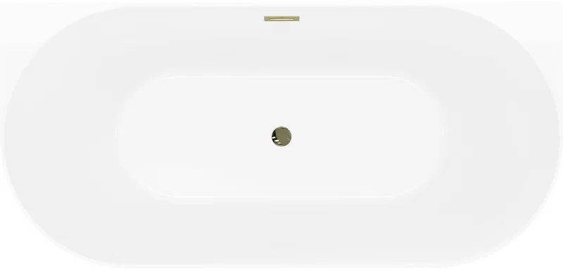 Mexen Oval Slim, voľne stojaca vaňa ku stene, 170 x 80 cm, biela-čierna, zlatý lesklý prepad, 52661708075-50