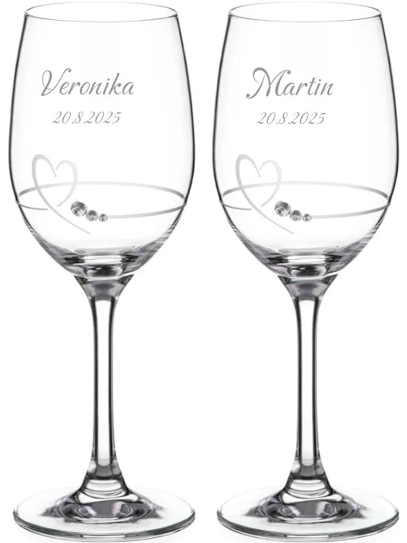 Dekorant Svadobné poháre na biele víno Petit Heart se Swarovski krystaly 240 ml 2KS
