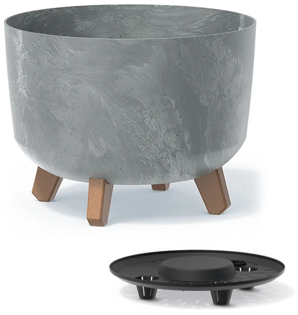 Plastový kvetináč na nožičkách DGRL300E 29 cm - sivý betón