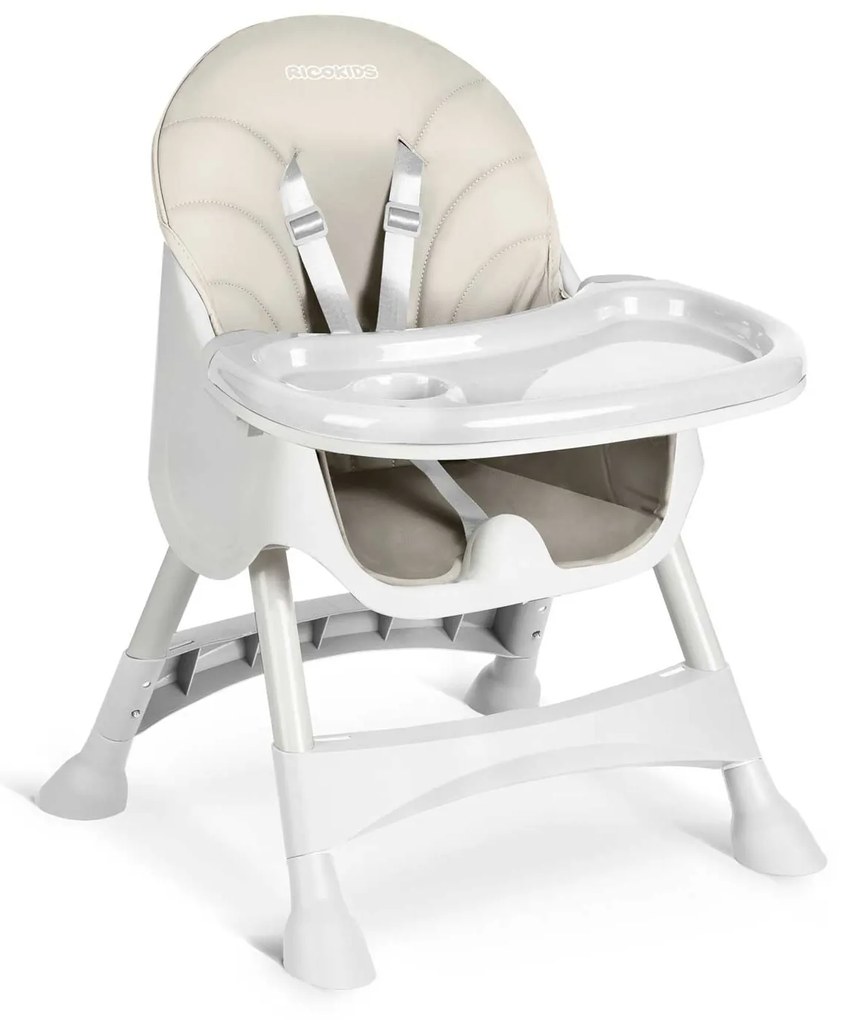 Ricokids Detská jedálenská stolička so stolíkom Milo sivá