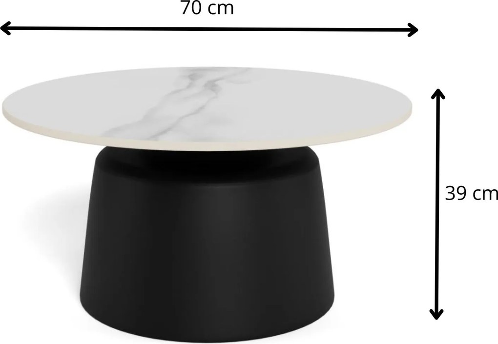 Konferenční stolek Santorini 70 cm černý/mramorově bílý