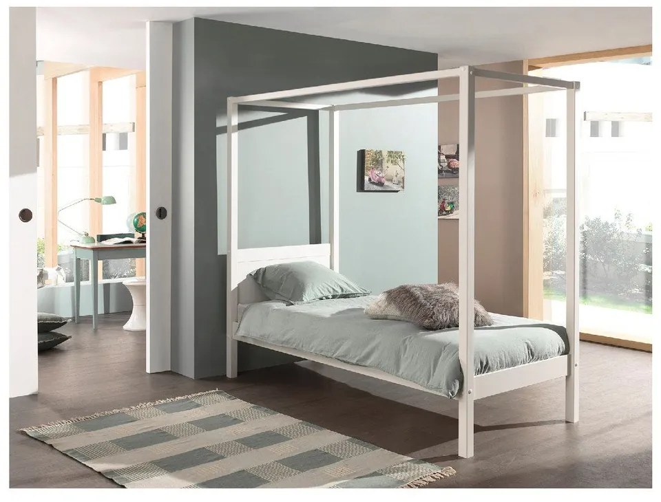 Biela detská posteľ 90x200 cm PINO CANOPY – Vipack