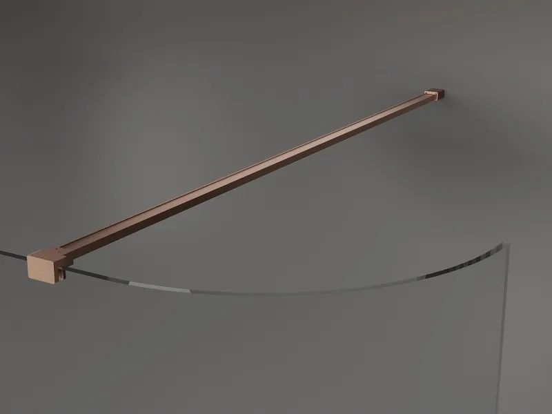 Mexen Kioto, sprchová zástena Walk-In 130 x 200 cm, 8mm číre sklo, medený matný profil, 800-130-101-65-06