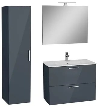 VitrA Mia kúpeľňová zostava s umývadlom vrátane umývadlovej batérie, vtoku a sifónu antracit KSETMIA80A