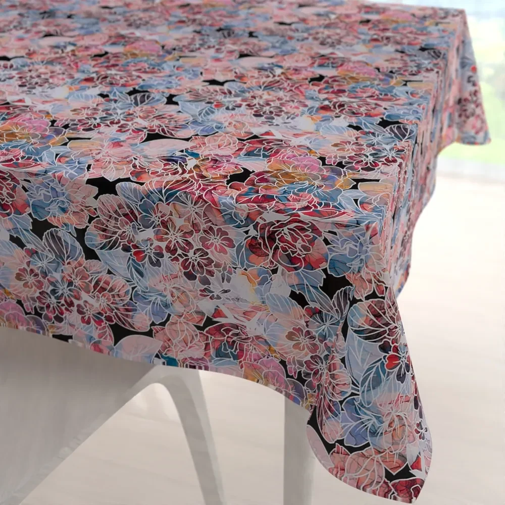 Biante Dekoračný štvorcový obrus Rongo RGP-503 Červeno-modré kvety 140x140 cm