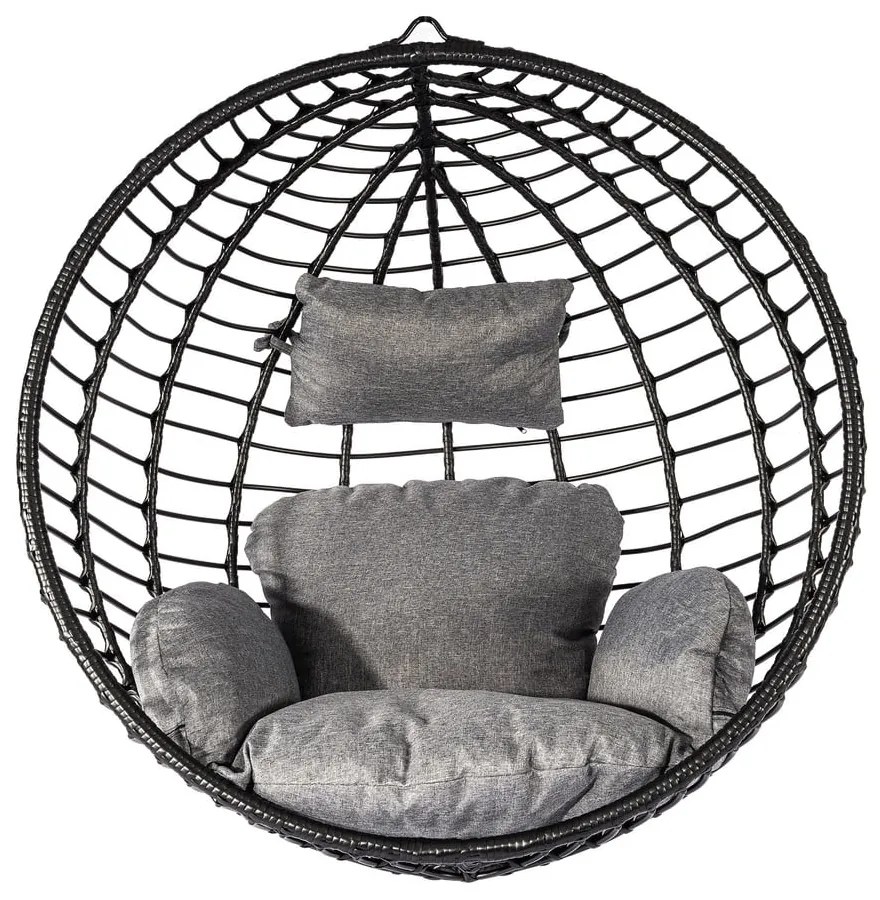 Čierne závesné kreslo z umelého ratanu Bonami Selection Mila