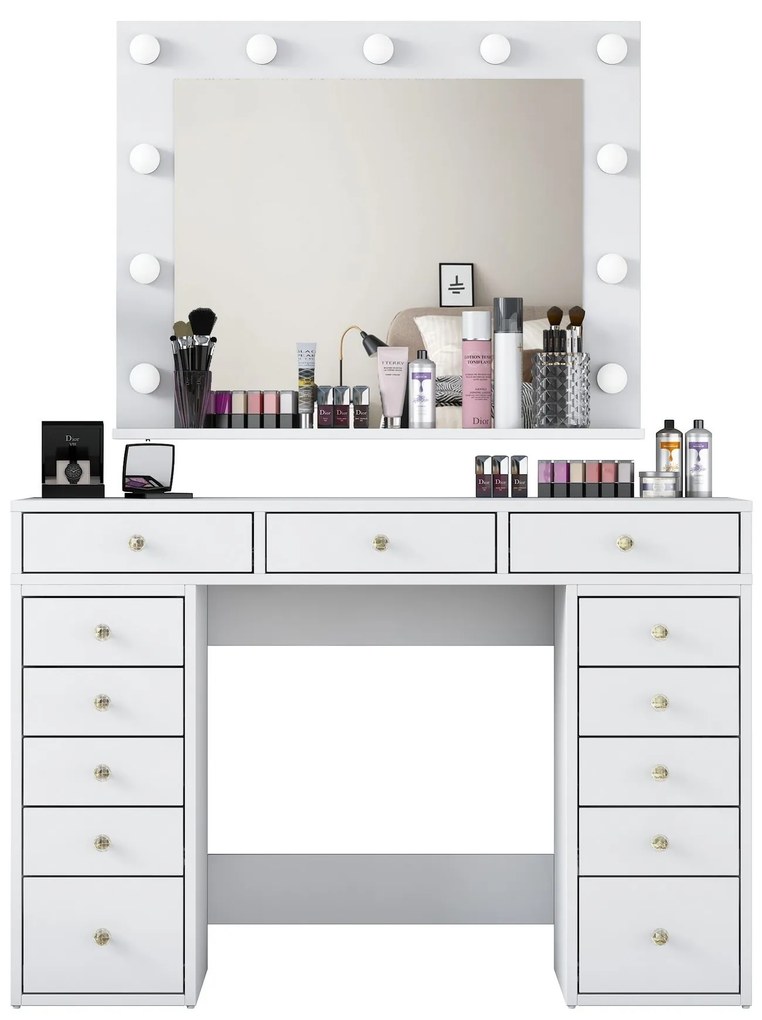 Toaletný stolík Melissa 04 s LED zrkadlom biely