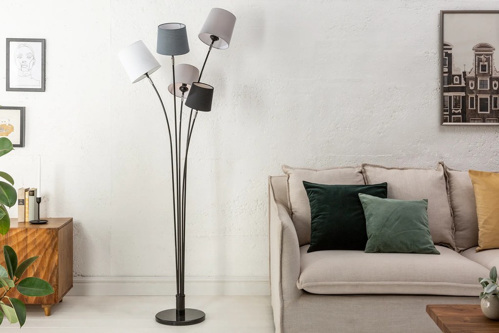 Stojacia lampa Levels čierna biela šedá